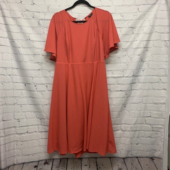 torrid Dresses & Skirts - TORRID - Flutter Sleeve Coral Tie Back Dress